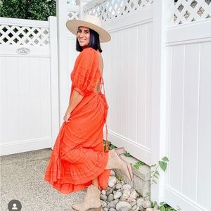 Orange maxi free people dress sz small like new